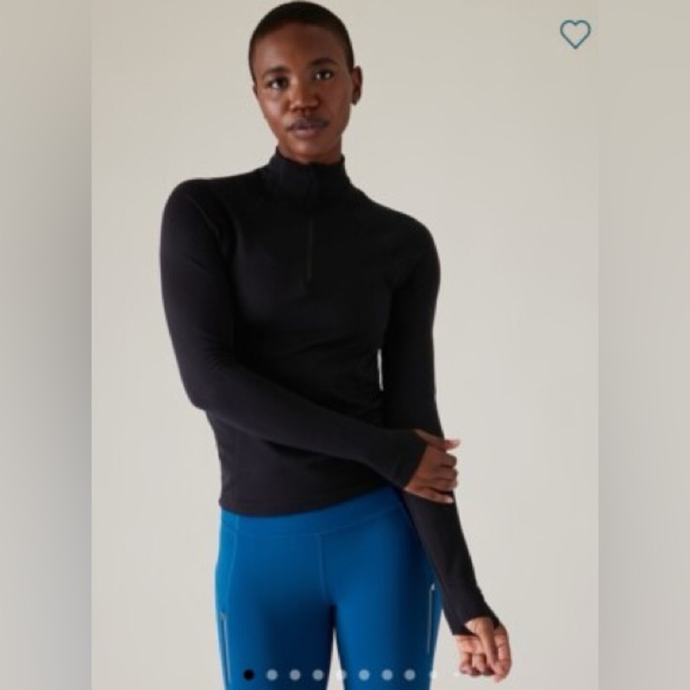 Athleta Flurry Half Zip Mock Neck Top Size XL | Black